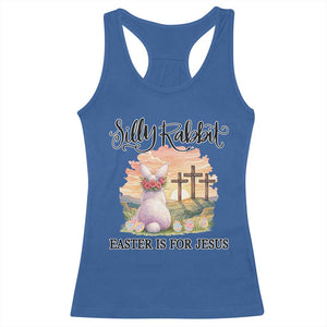 Silly Rabbit Easter Is For Jesus Racerback Tank Top Christian Easter TS14 Royal Blue Print Your Wear