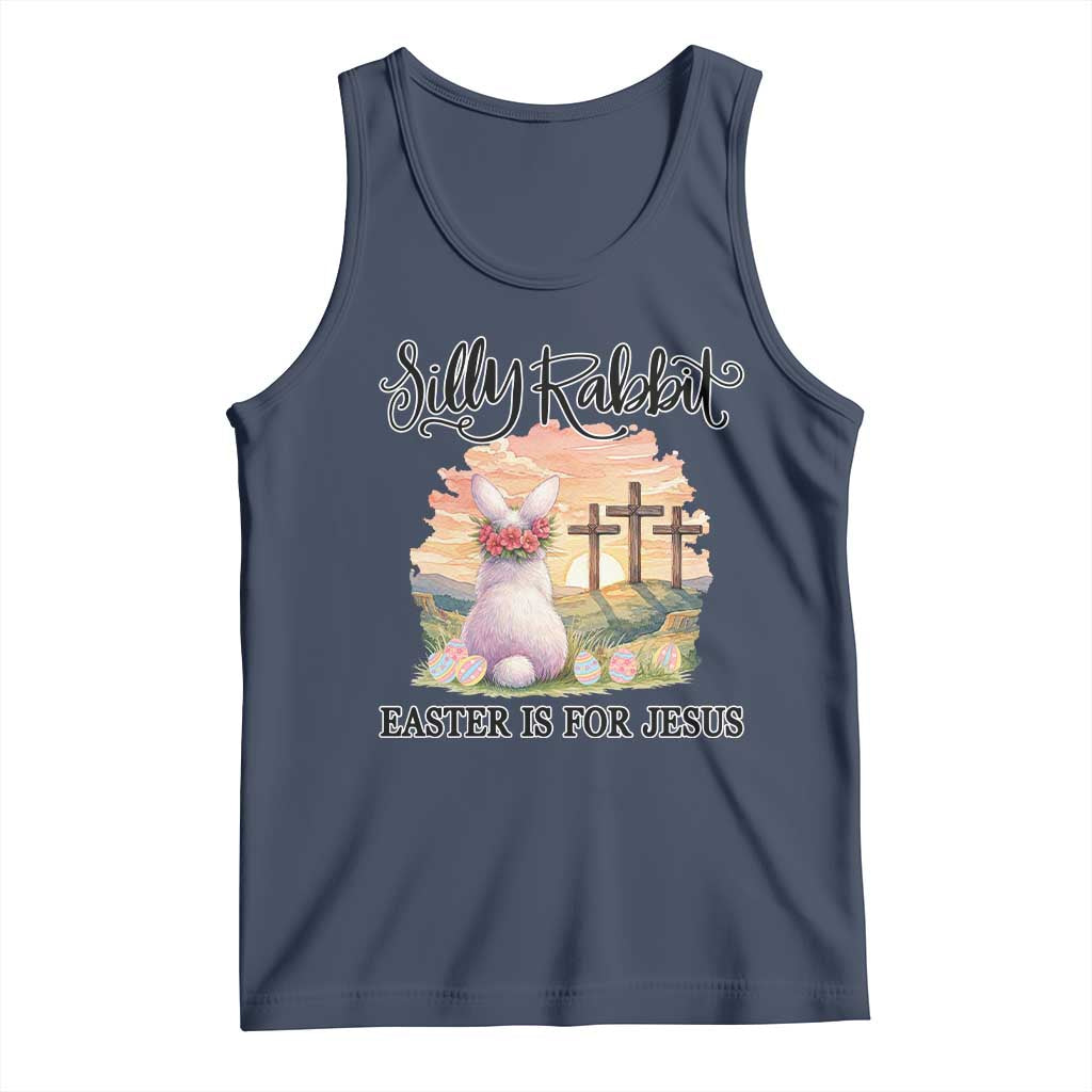 Silly Rabbit Easter Is For Jesus Tank Top Christian Easter TS14 Navy Print Your Wear