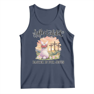 Silly Rabbit Easter Is For Jesus Tank Top Christian Easter TS14 Navy Print Your Wear