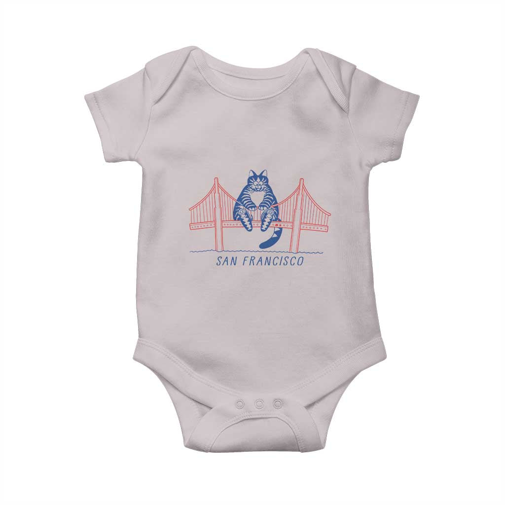 Funny Cat San Francisco Golden Gate Baby Onesie TS14 Ice Gray Print Your Wear