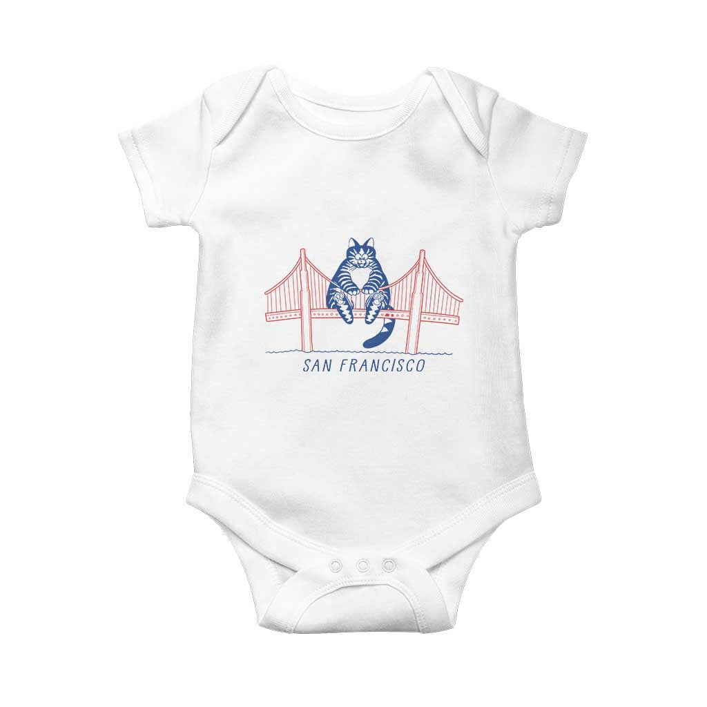 Funny Cat San Francisco Golden Gate Baby Onesie TS14 White Print Your Wear