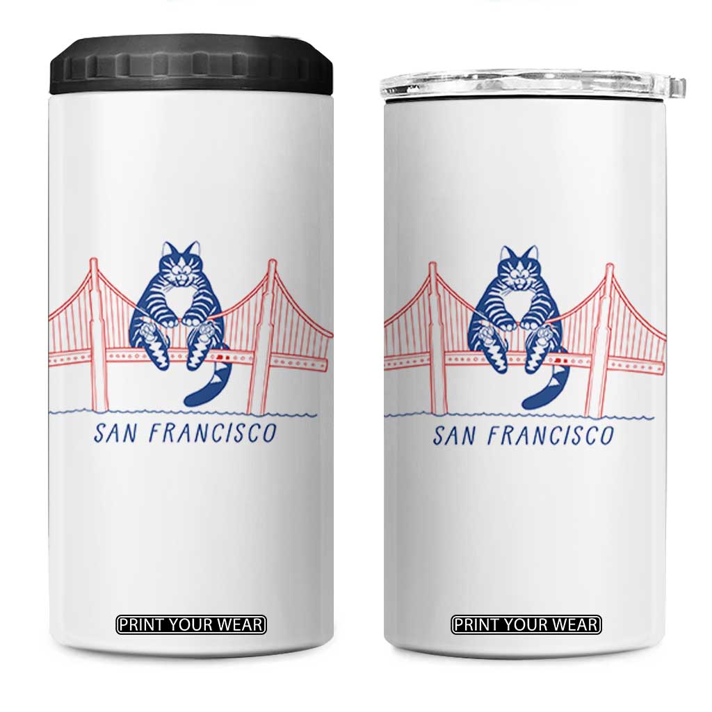 Funny Cat San Francisco Golden Gate 4 in 1 Can Cooler Tumbler TS14 One Size: 16 oz White Print Your Wear