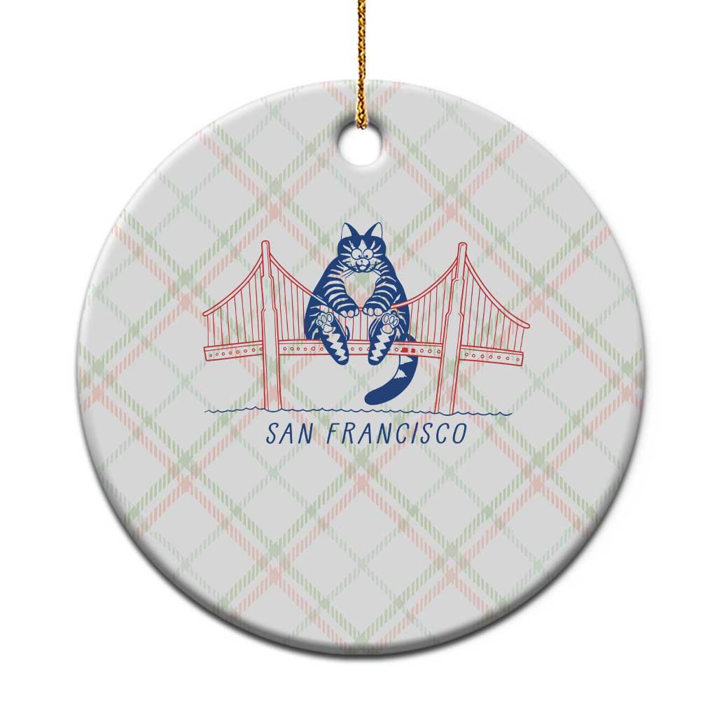 Funny Cat San Francisco Golden Gate Ceramic Ornament TS14 1pc Christmas Plaid Print Your Wear