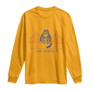 Funny Cat San Francisco Golden Gate Long Sleeve Shirt TS14 Gold Print Your Wear