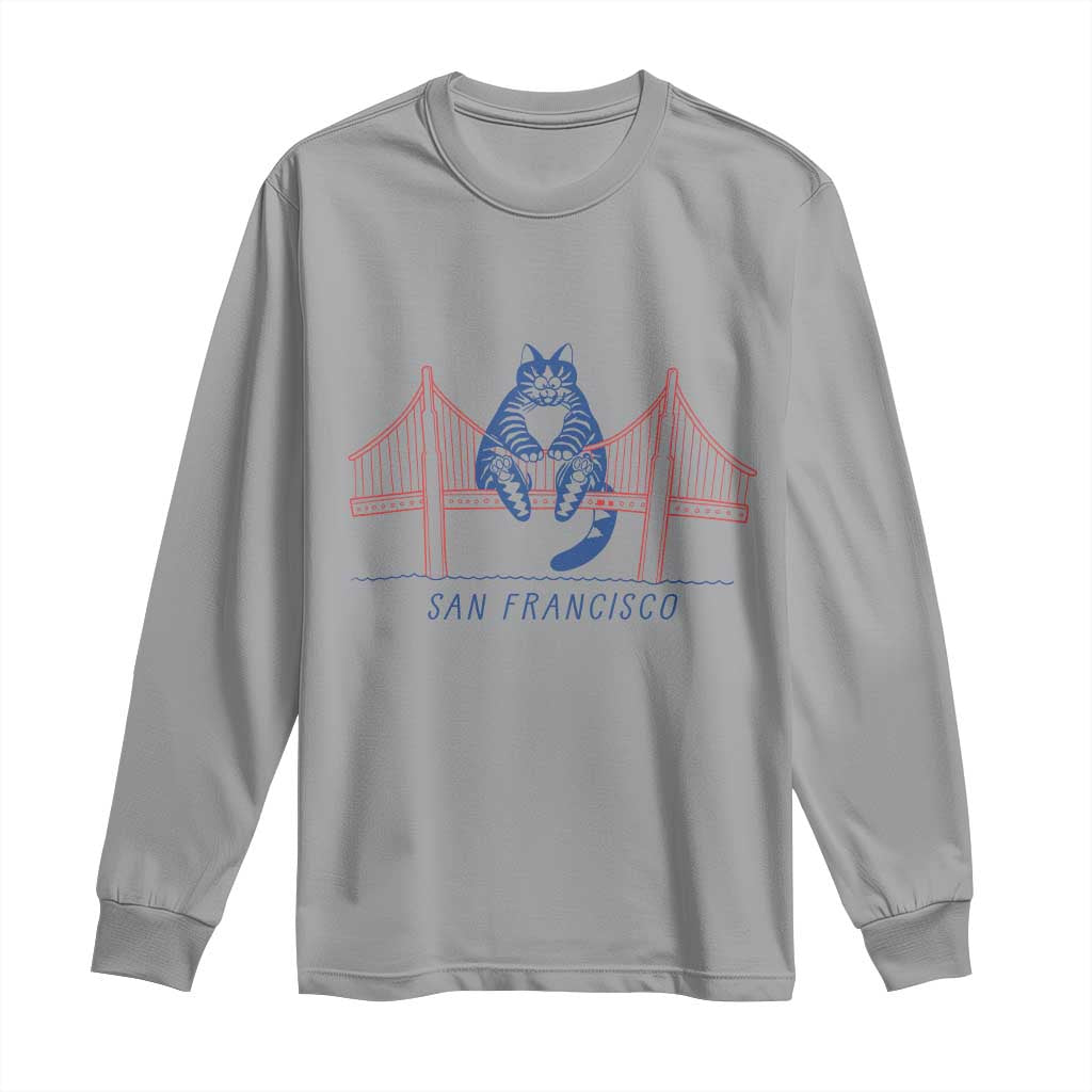 Funny Cat San Francisco Golden Gate Long Sleeve Shirt TS14 Sport Gray Print Your Wear