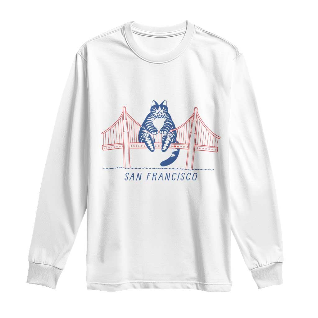 Funny Cat San Francisco Golden Gate Long Sleeve Shirt TS14 White Print Your Wear