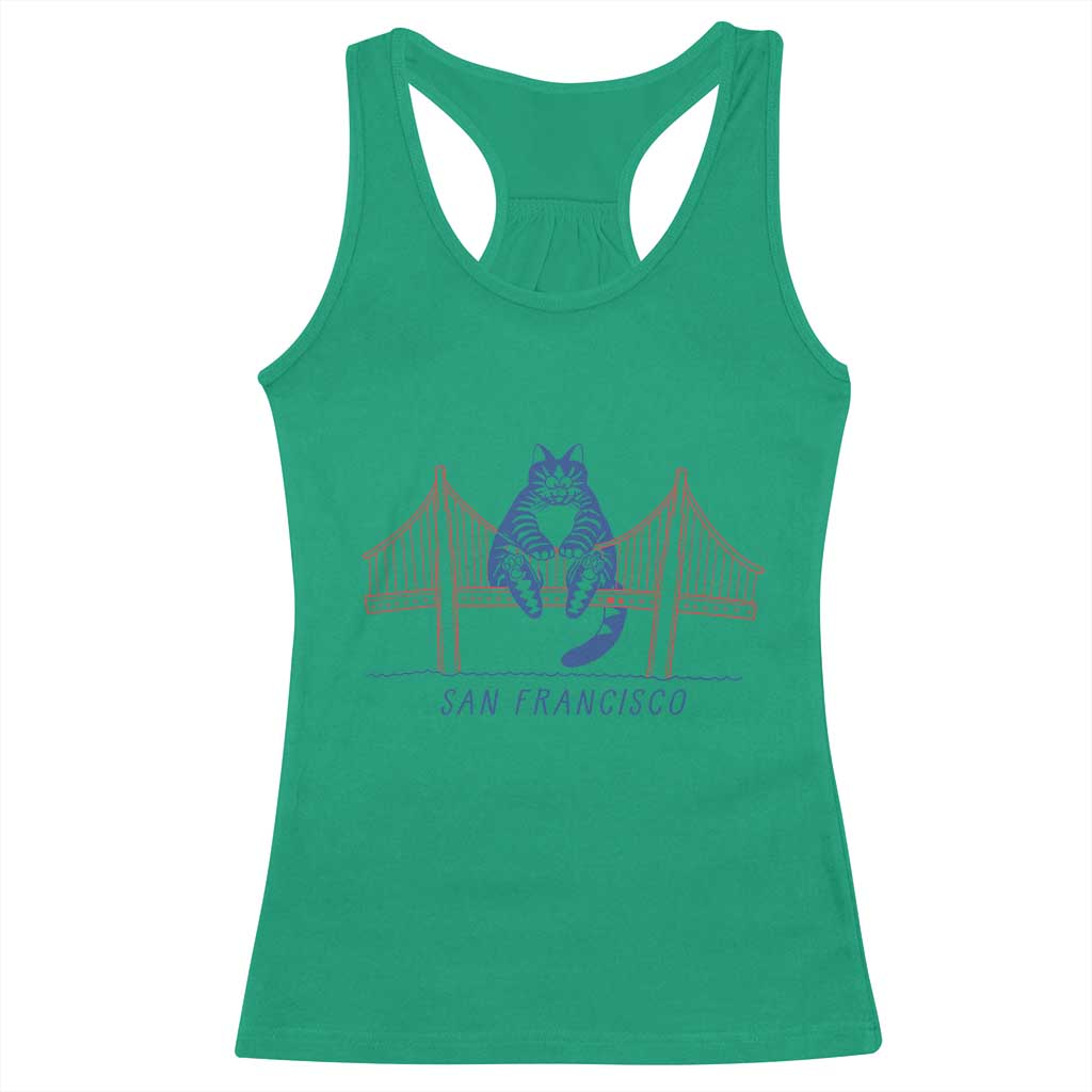 Funny Cat San Francisco Golden Gate Racerback Tank Top TS14 Irish Green Print Your Wear