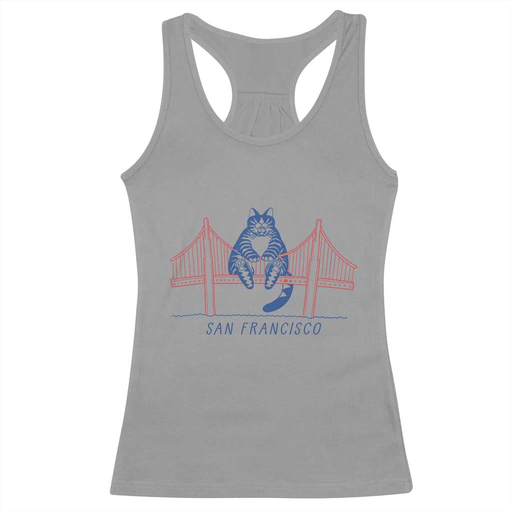 Funny Cat San Francisco Golden Gate Racerback Tank Top TS14 Sport Gray Print Your Wear