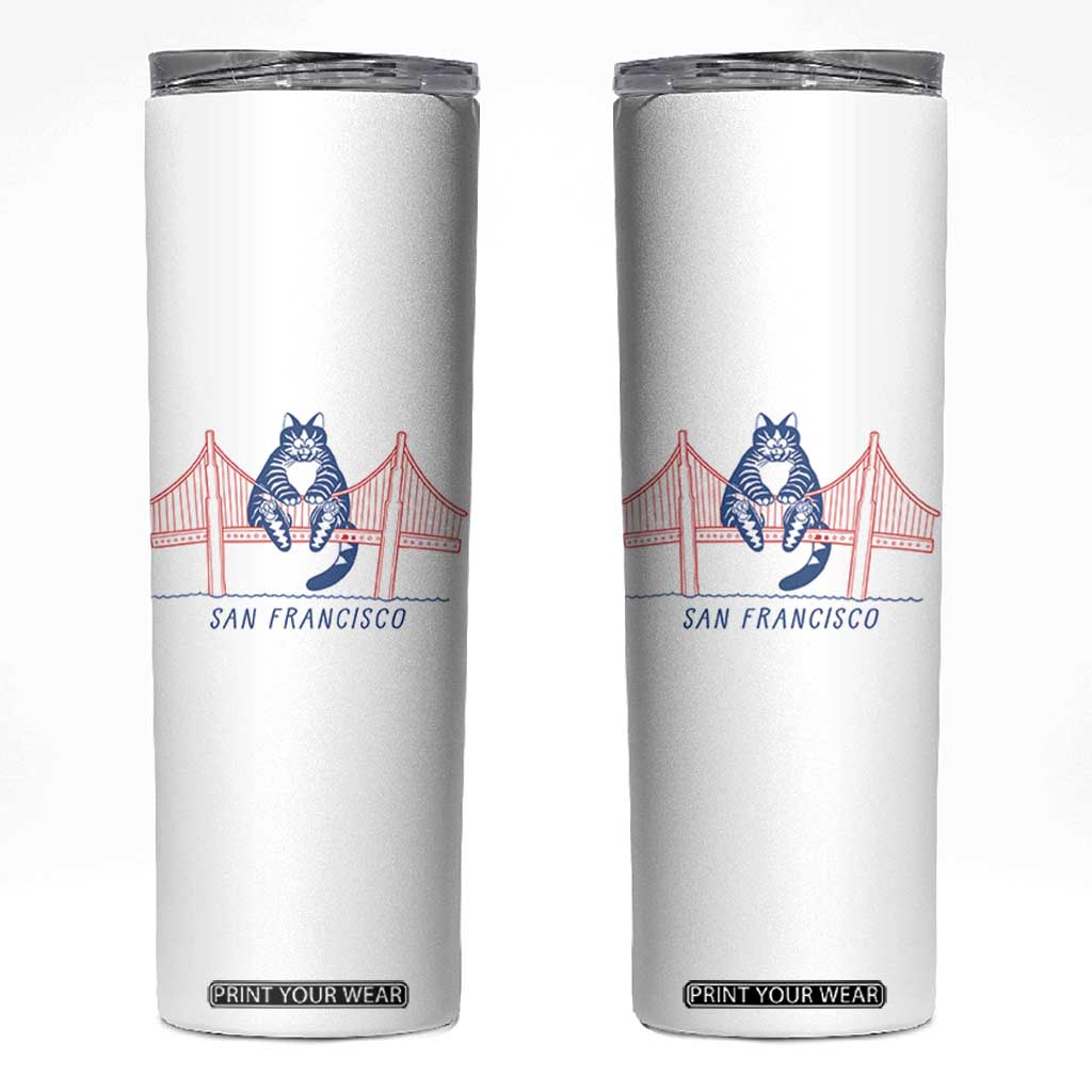 Funny Cat San Francisco Golden Gate Skinny Tumbler TS14 White Print Your Wear