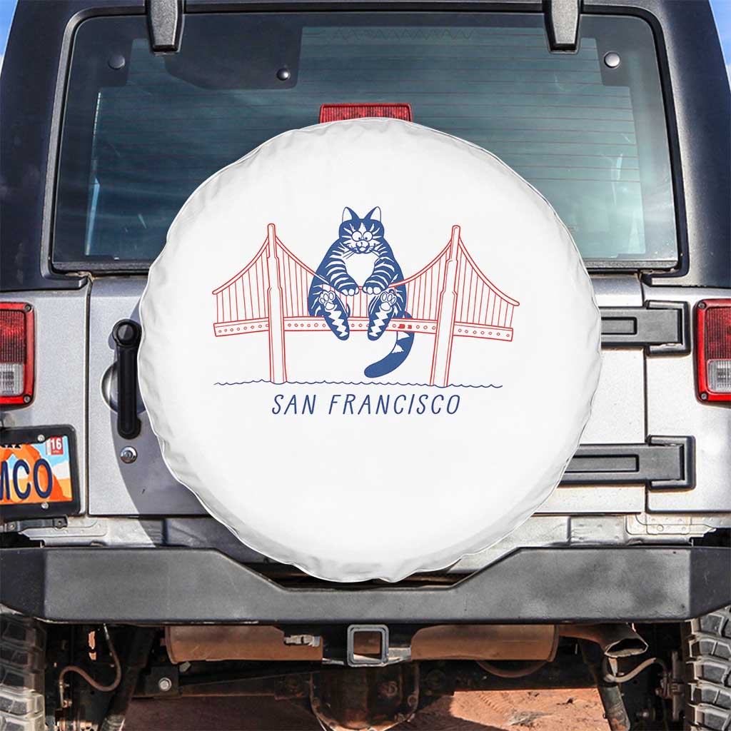 Funny Cat San Francisco Golden Gate Spare Tire Cover TS14 No hole White Print Your Wear