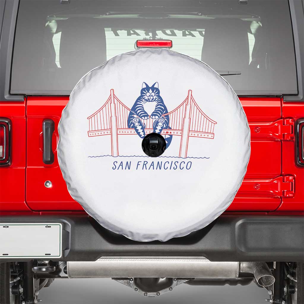 Funny Cat San Francisco Golden Gate Spare Tire Cover TS14 White Print Your Wear