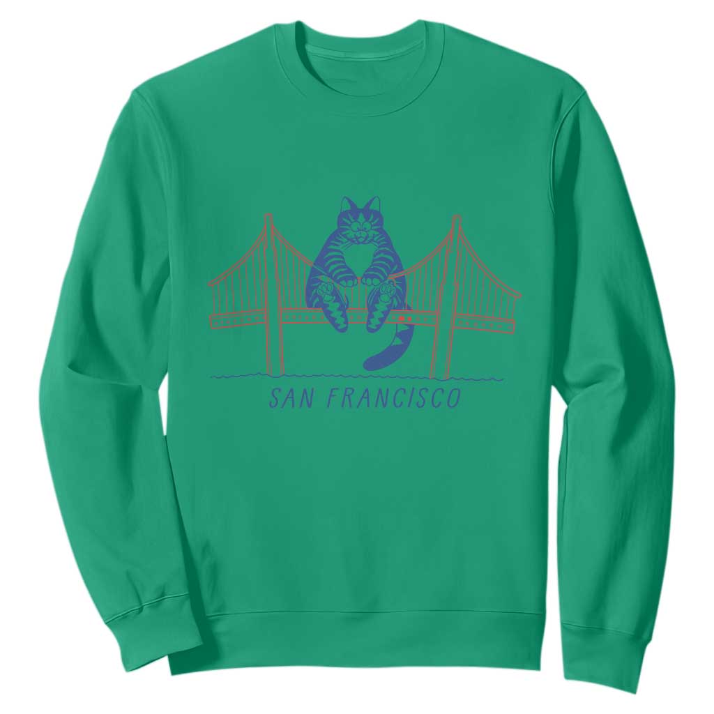 Funny Cat San Francisco Golden Gate Sweatshirt TS14 Irish Green Print Your Wear
