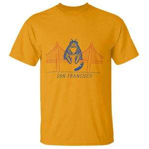 Funny Cat San Francisco Golden Gate T Shirt TS14 Gold Print Your Wear
