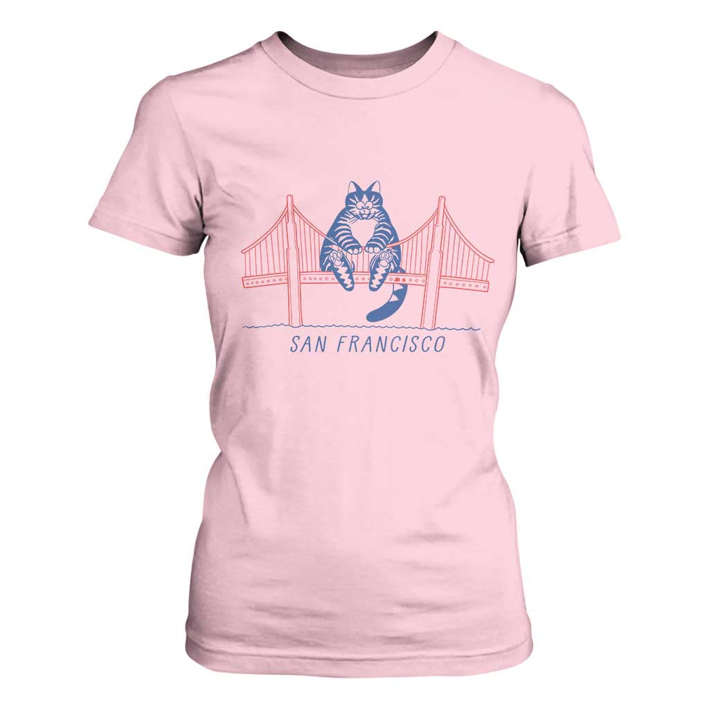 Funny Cat San Francisco Golden Gate T Shirt For Women TS14 Light Pink Print Your Wear