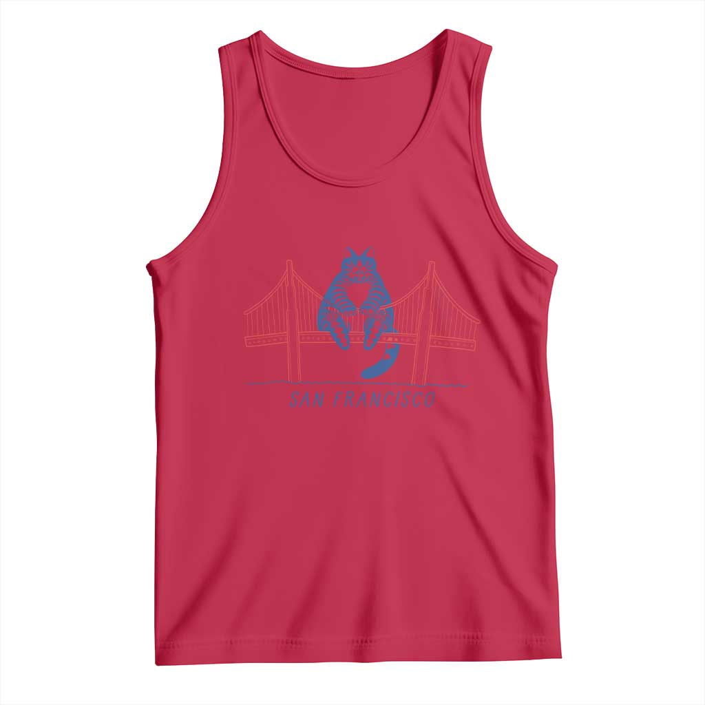 Funny Cat San Francisco Golden Gate Tank Top TS14 Red Print Your Wear