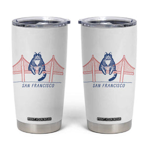 Funny Cat San Francisco Golden Gate Tumbler Cup TS14 White Print Your Wear