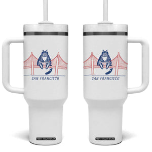 Funny Cat San Francisco Golden Gate Tumbler With Handle TS14 One Size: 40 oz White Print Your Wear