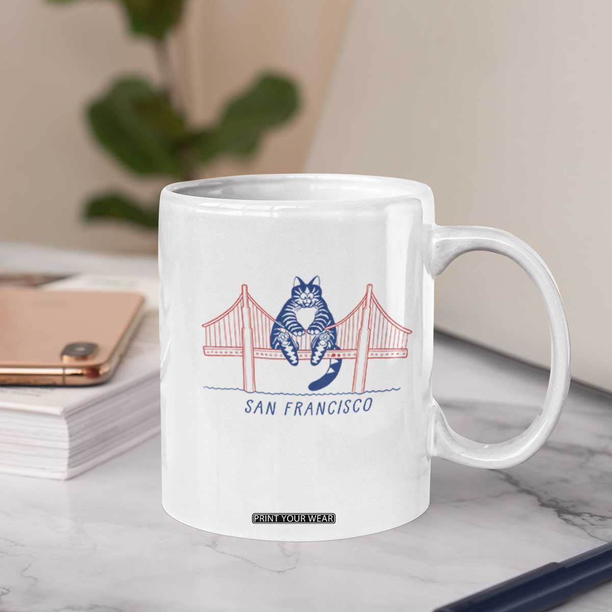 Funny Cat San Francisco Golden Gate Coffee Mug TS14 Print Your Wear