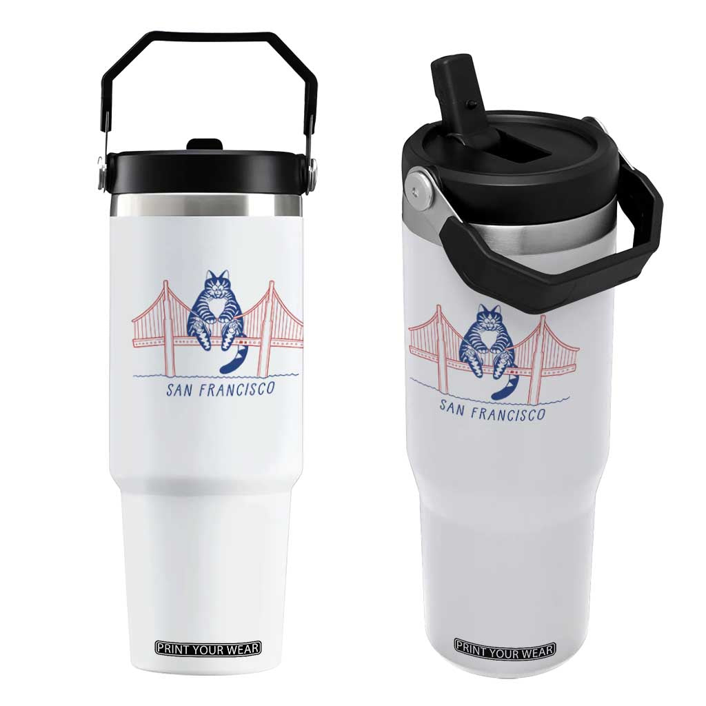 Funny Cat San Francisco Golden Gate Flip Straw Tumbler TS14 One Size: 30 oz White Print Your Wear