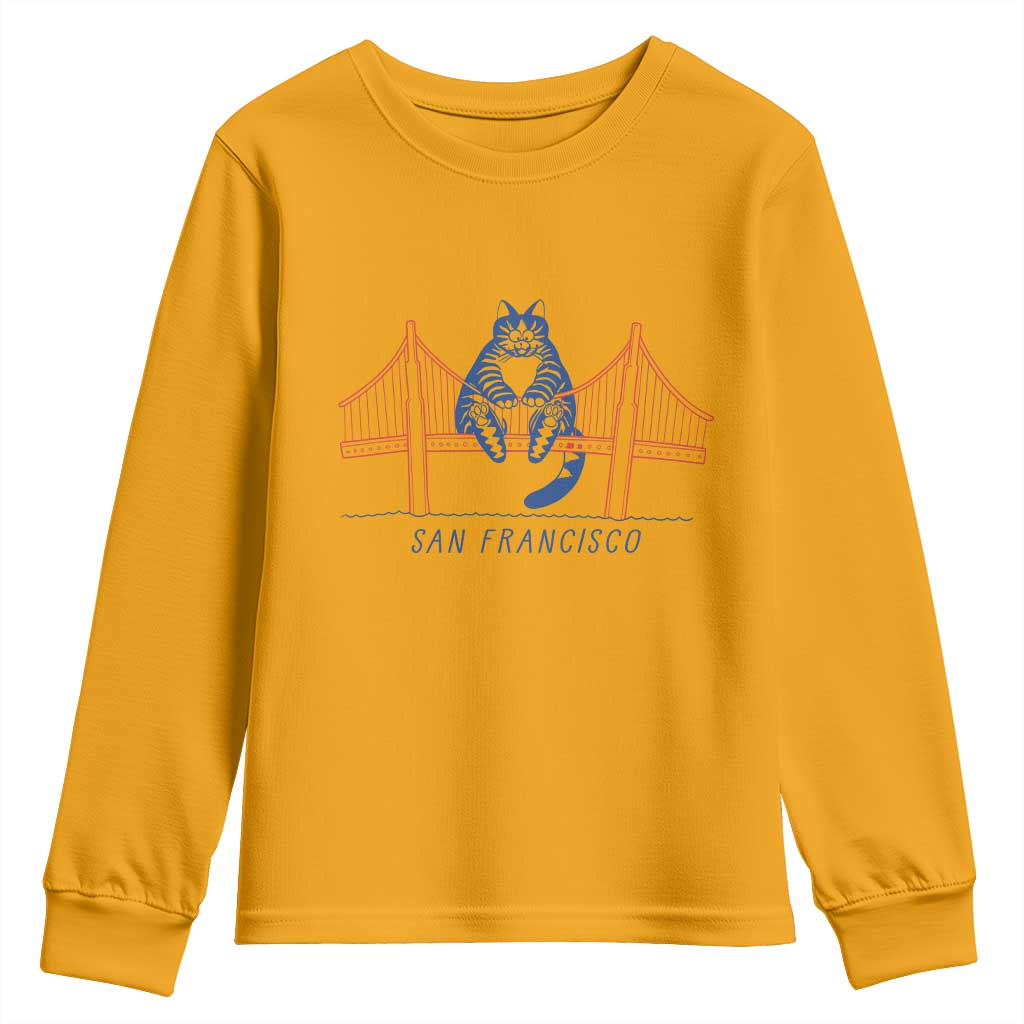 Funny Cat San Francisco Golden Gate Youth Sweatshirt TS14 Gold Print Your Wear
