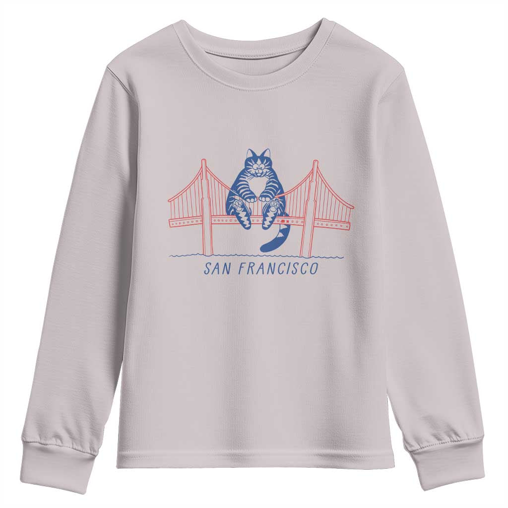 Funny Cat San Francisco Golden Gate Youth Sweatshirt TS14 Ice Gray Print Your Wear