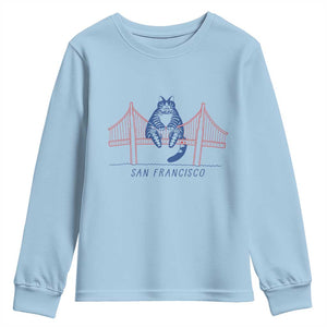 Funny Cat San Francisco Golden Gate Youth Sweatshirt TS14 Light Blue Print Your Wear