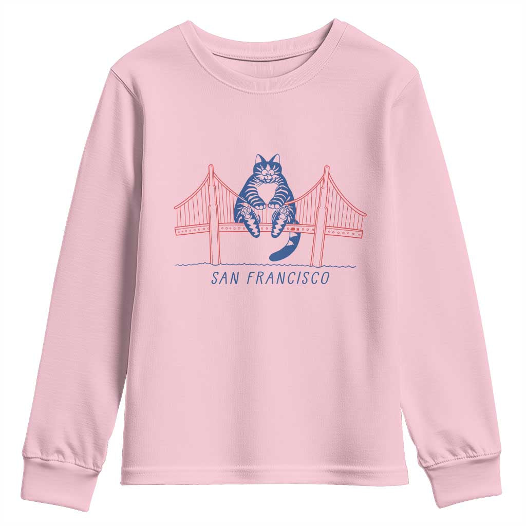 Funny Cat San Francisco Golden Gate Youth Sweatshirt TS14 Light Pink Print Your Wear