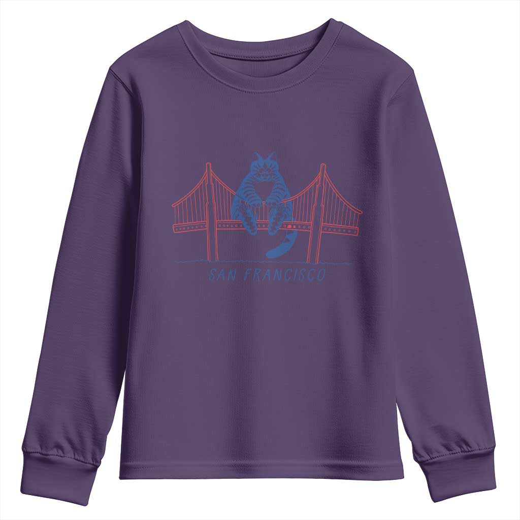 Funny Cat San Francisco Golden Gate Youth Sweatshirt TS14 Purple Print Your Wear