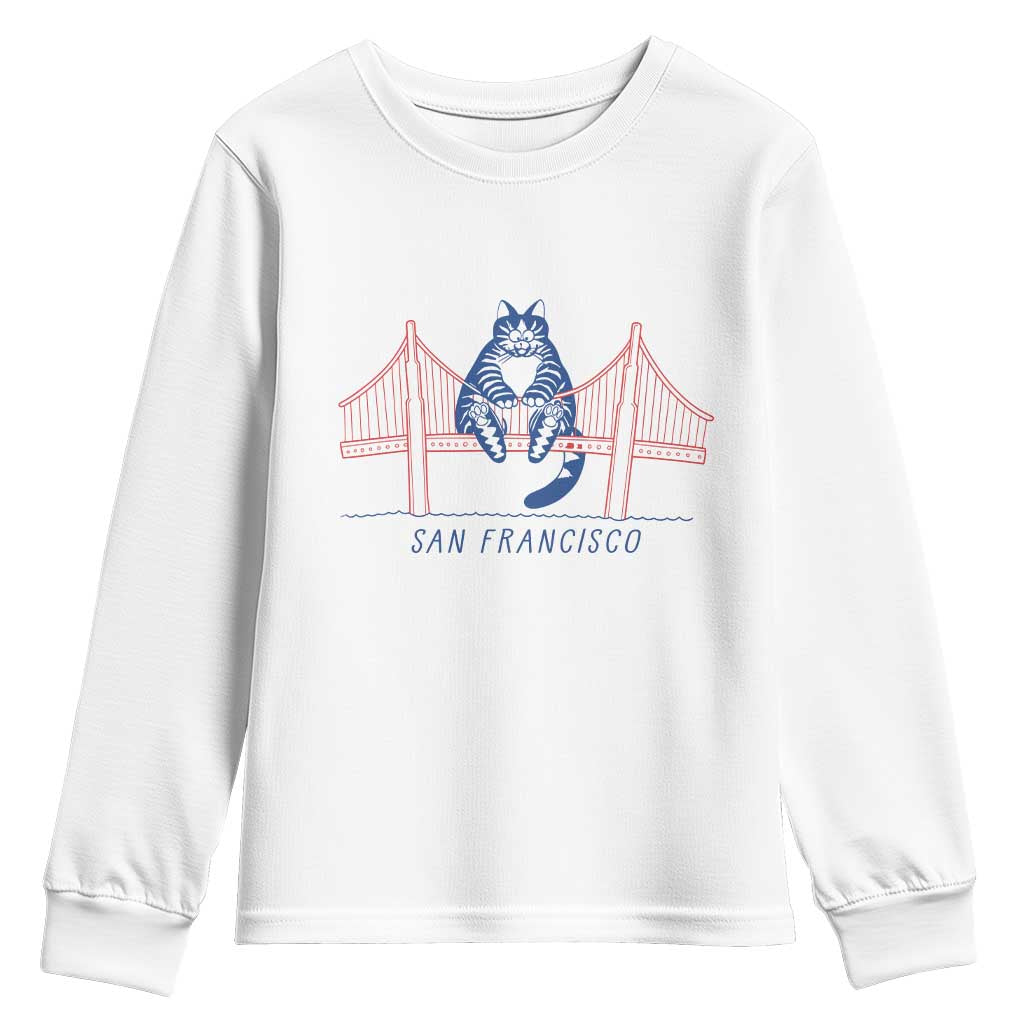 Funny Cat San Francisco Golden Gate Youth Sweatshirt TS14 White Print Your Wear