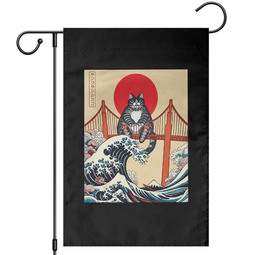 San Francisco Cat Garden Flag Vintage Japanese Anime Kawaii Cat Sunset TS14 Black Print Your Wear