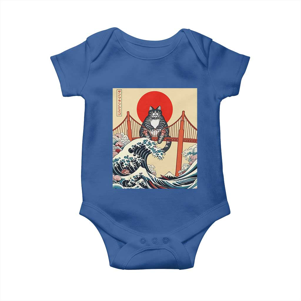 San Francisco Cat Baby Onesie Vintage Japanese Anime Kawaii Cat Sunset TS14 Royal Blue Print Your Wear