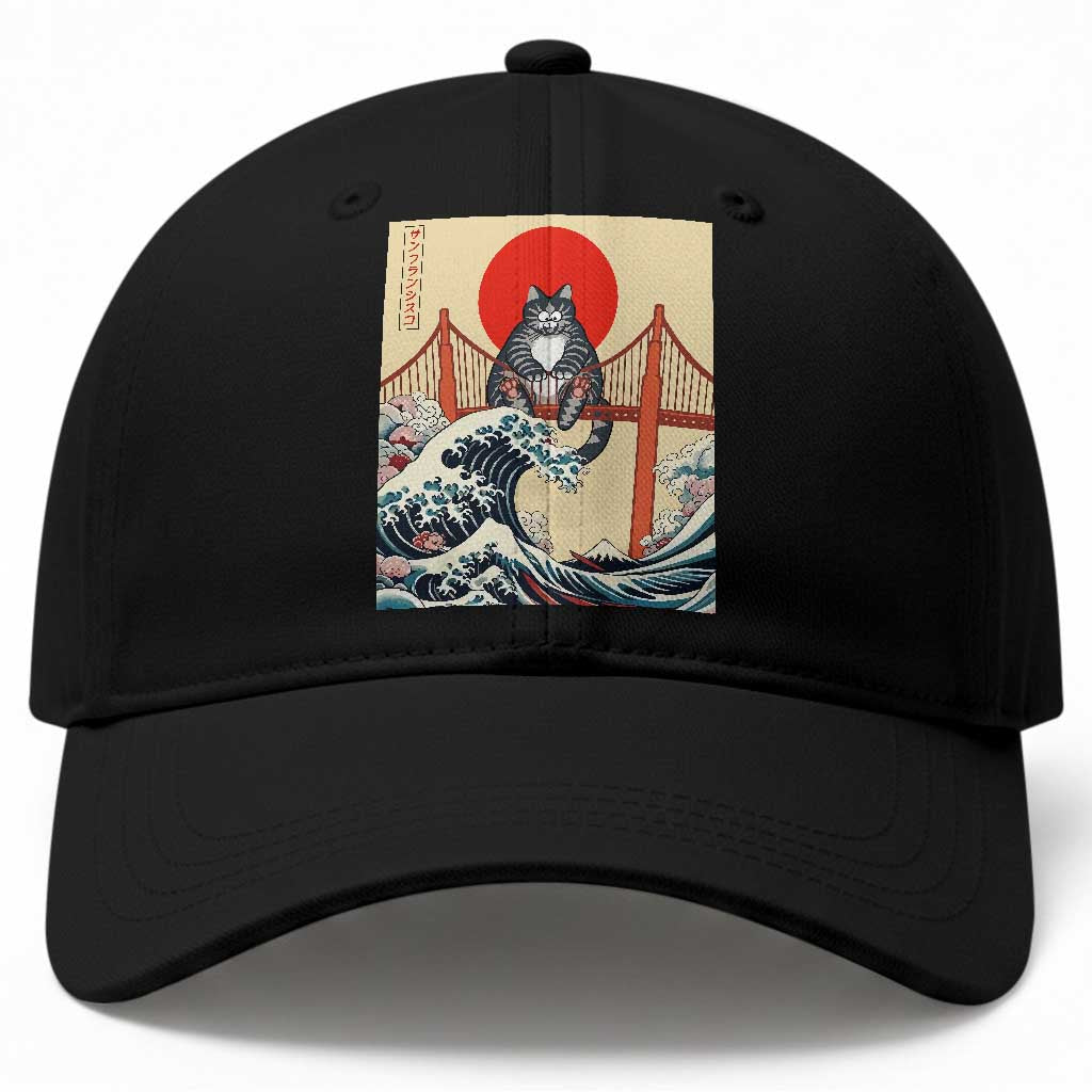 San Francisco Cat Baseball Cap Vintage Japanese Anime Kawaii Cat Sunset TS14 Print Your Wear