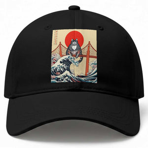 San Francisco Cat Baseball Cap Vintage Japanese Anime Kawaii Cat Sunset TS14 Print Your Wear