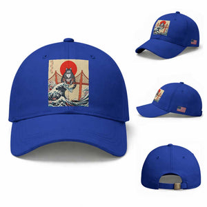 San Francisco Cat Baseball Cap Vintage Japanese Anime Kawaii Cat Sunset TS14 Baseball Cap Universal Fit Royal Blue Print Your Wear