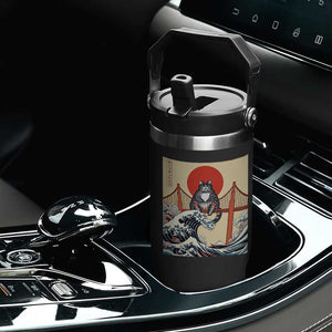 San Francisco Cat Flip Straw Tumbler Vintage Japanese Anime Kawaii Cat Sunset TS14 Print Your Wear