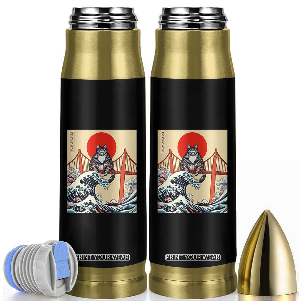 San Francisco Cat Bullet Tumbler Vintage Japanese Anime Kawaii Cat Sunset TS14 Black Print Your Wear
