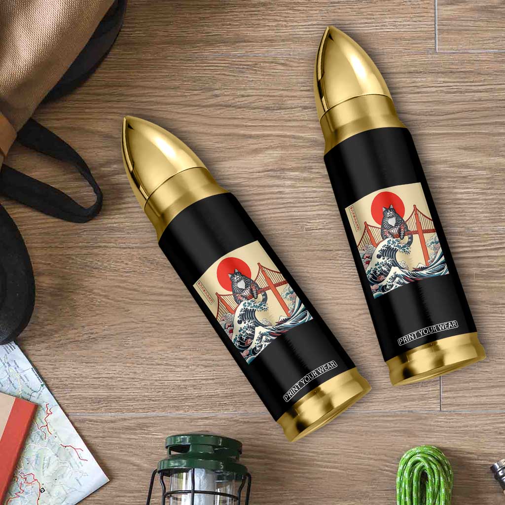 San Francisco Cat Bullet Tumbler Vintage Japanese Anime Kawaii Cat Sunset TS14 Print Your Wear