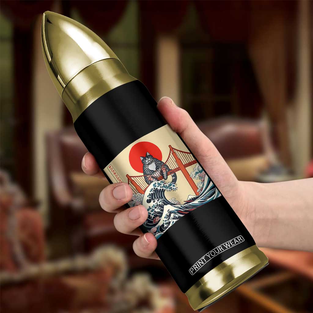 San Francisco Cat Bullet Tumbler Vintage Japanese Anime Kawaii Cat Sunset TS14 Print Your Wear