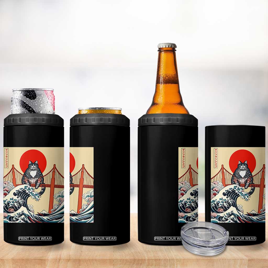 San Francisco Cat 4 in 1 Can Cooler Tumbler Vintage Japanese Anime Kawaii Cat Sunset TS14 Print Your Wear