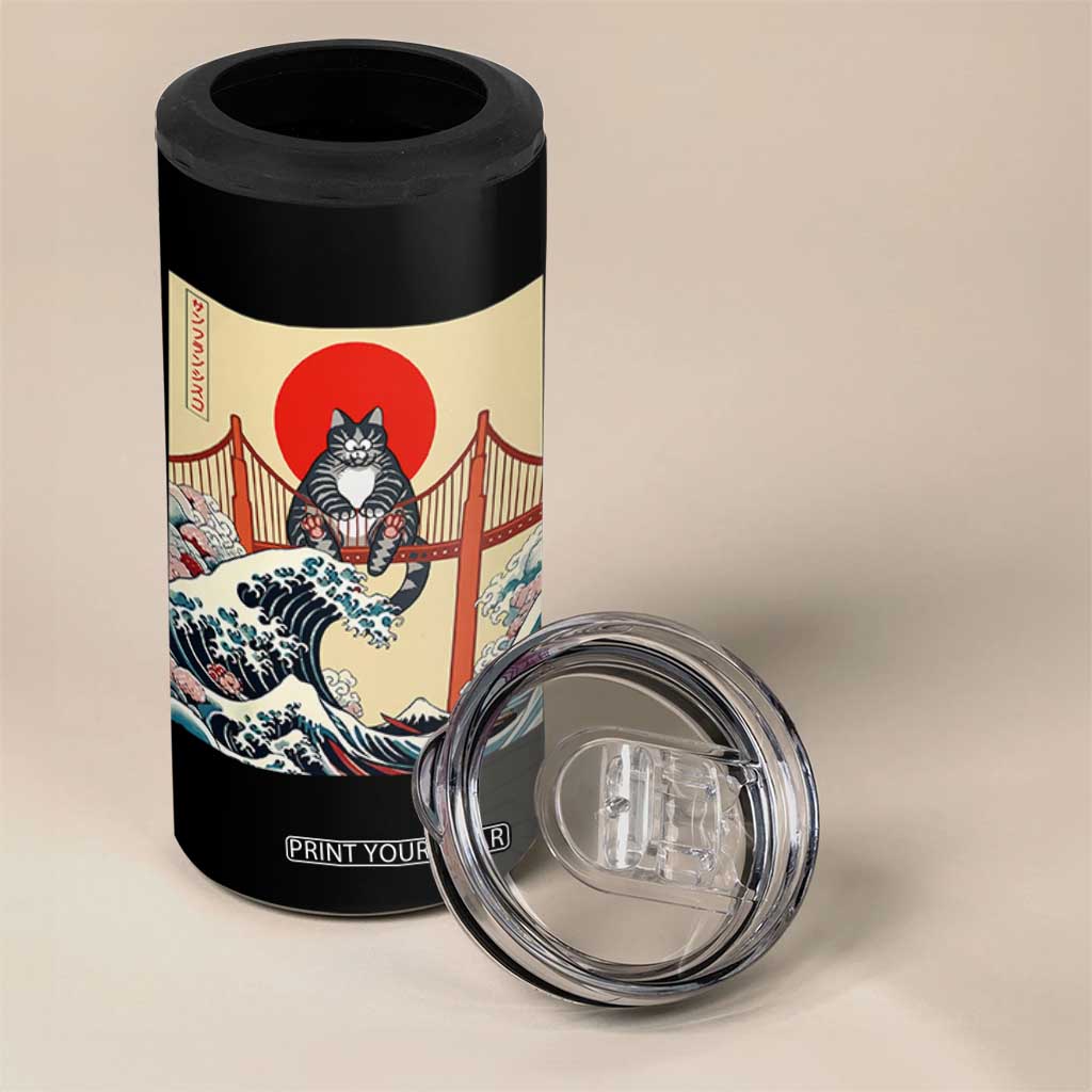 San Francisco Cat 4 in 1 Can Cooler Tumbler Vintage Japanese Anime Kawaii Cat Sunset TS14 Print Your Wear
