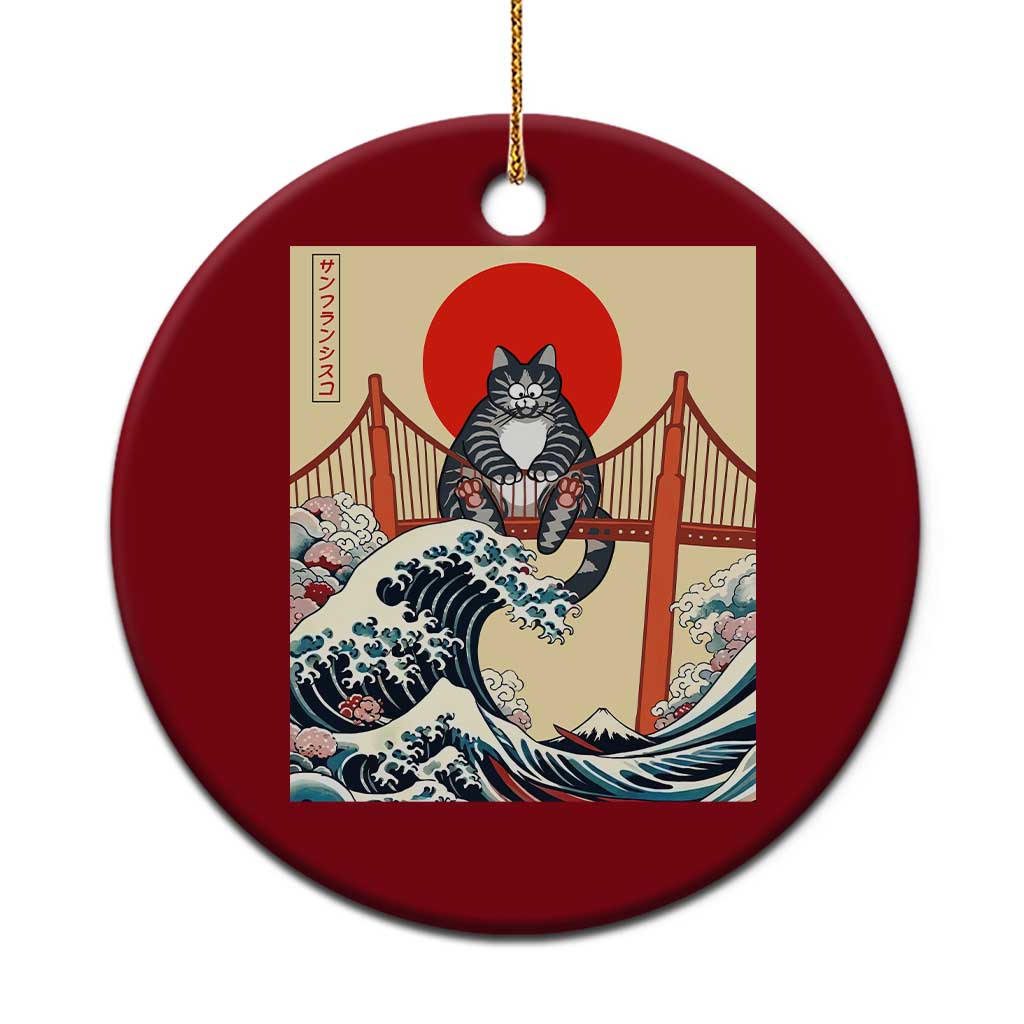 San Francisco Cat Ceramic Ornament Vintage Japanese Anime Kawaii Cat Sunset TS14 1pc Red Print Your Wear