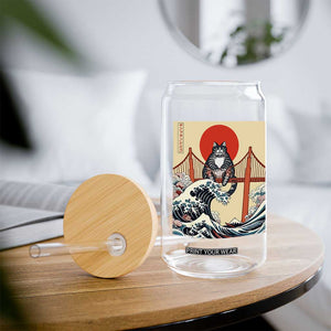 San Francisco Cat Glass Can Vintage Japanese Anime Kawaii Cat Sunset TS14 Print Your Wear