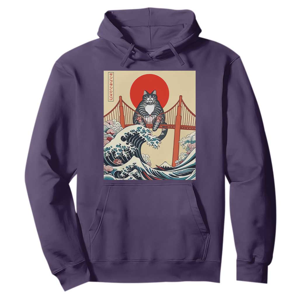 San Francisco Cat Hoodie Vintage Japanese Anime Kawaii Cat Sunset TS14 Purple Print Your Wear