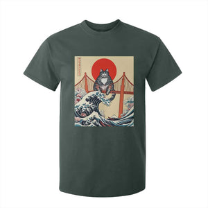 San Francisco Cat T Shirt For Kid Vintage Japanese Anime Kawaii Cat Sunset TS14 Dark Forest Green Print Your Wear