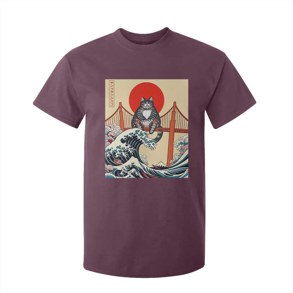 San Francisco Cat T Shirt For Kid Vintage Japanese Anime Kawaii Cat Sunset TS14 Maroon Print Your Wear