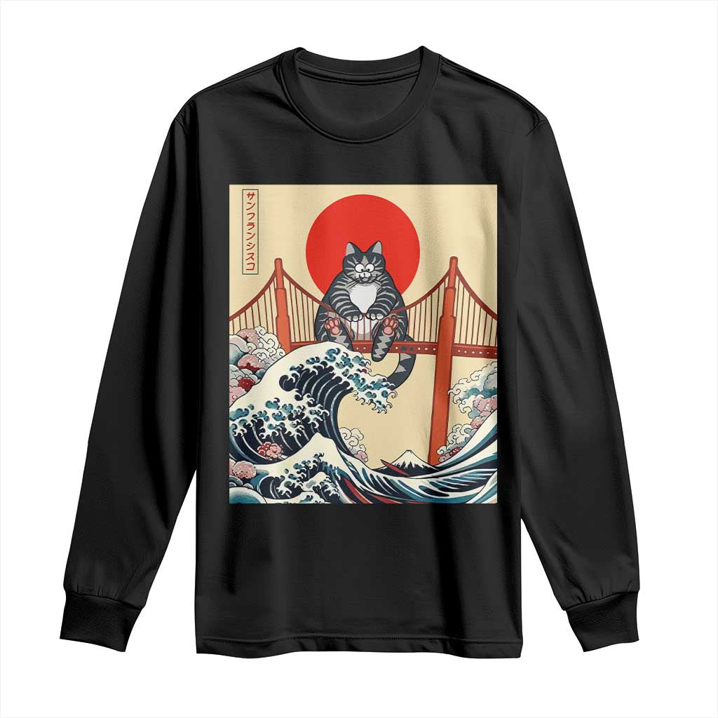 San Francisco Cat Long Sleeve Shirt Vintage Japanese Anime Kawaii Cat Sunset TS14 Black Print Your Wear