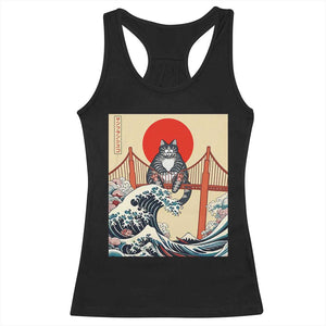 San Francisco Cat Racerback Tank Top Vintage Japanese Anime Kawaii Cat Sunset TS14 Black Print Your Wear