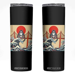 San Francisco Cat Skinny Tumbler Vintage Japanese Anime Kawaii Cat Sunset TS14 Black Print Your Wear