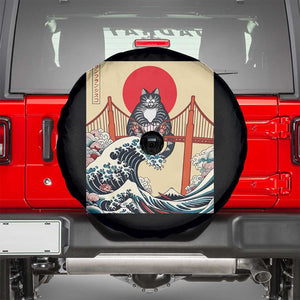 San Francisco Cat Spare Tire Cover Vintage Japanese Anime Kawaii Cat Sunset TS14 Black Print Your Wear