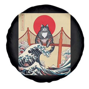 San Francisco Cat Spare Tire Cover Vintage Japanese Anime Kawaii Cat Sunset TS14 Print Your Wear